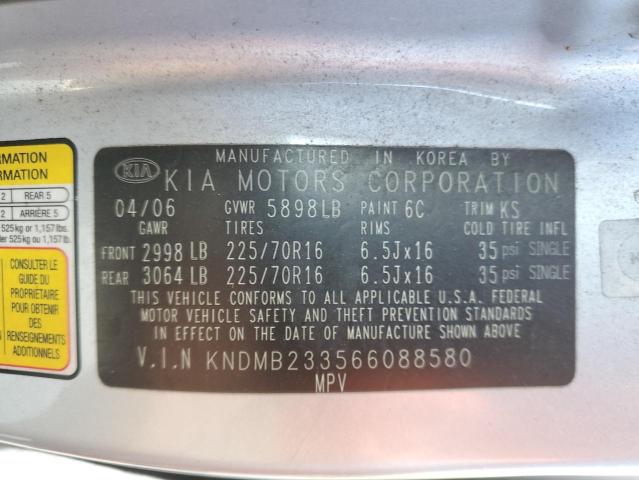 KNDMB233566088580 - 2006 KIA SEDONA EX SILVER photo 13