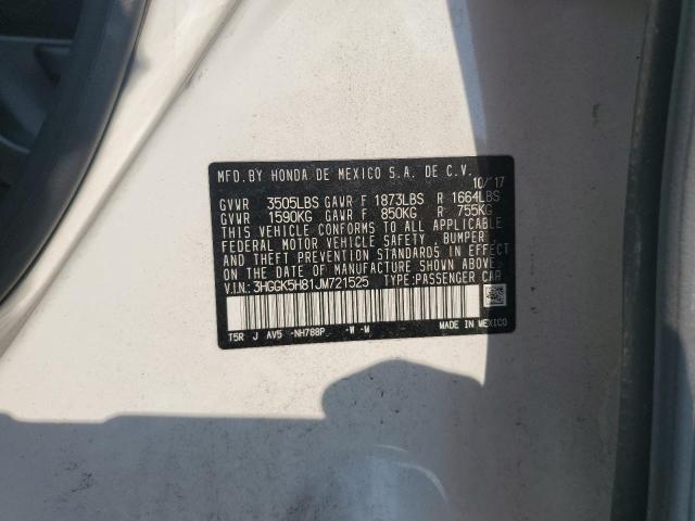 3HGGK5H81JM721525 - 2018 HONDA FIT EX WHITE photo 13