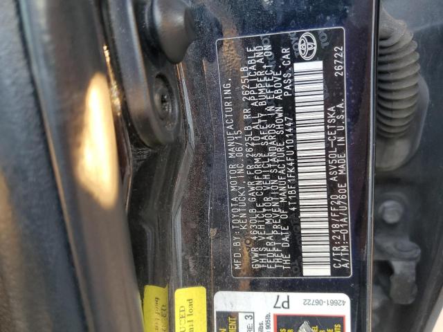 4T1BF1FK4FU101447 - 2015 TOYOTA CAMRY LE BLACK photo 12