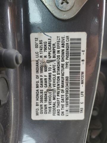 19XFB2F59CE340360 - 2012 HONDA CIVIC LX GRAY photo 12