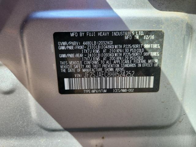 JF2SJAEC8HH524252 - 2017 SUBARU FORESTER 2.5I PREMIUM ვერცხლისფერი ფოტო 13