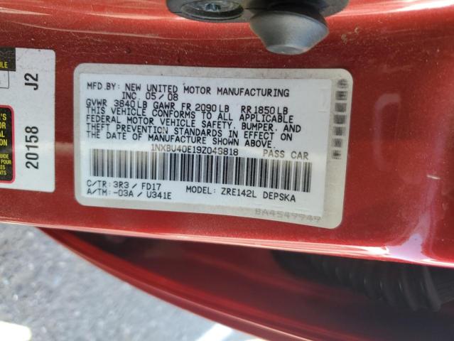 1NXBU40E19Z048818 - 2009 TOYOTA COROLLA BASE წითელი ფოტო 13