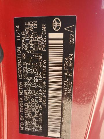 JTKJF5C78FJ003426 - 2015 TOYOTA SCION TC წითელი ფოტო 12