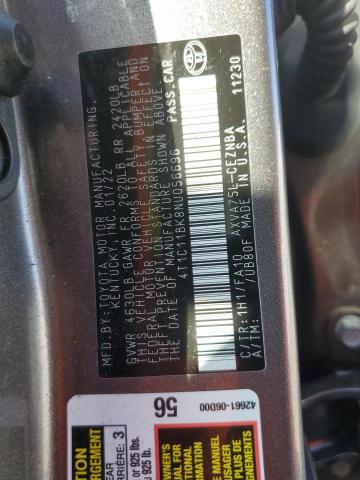 4T1C11BK8NU056696 - 2022 TOYOTA CAMRY LE GRAY photo 12