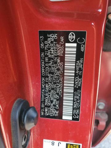 JTDKN3DU4D1724525 - 2013 TOYOTA PRIUS წითელი ფოტო 12