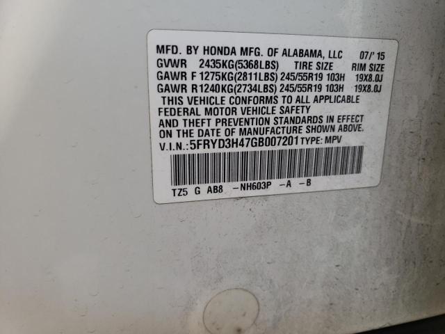 5FRYD3H47GB007201 - 2016 ACURA MDX TECHNOLOGY 白色 照片 13