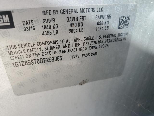 1G1ZB5ST5GF259055 - 2016 CHEVROLET MALIBU LS 银色 照片 12