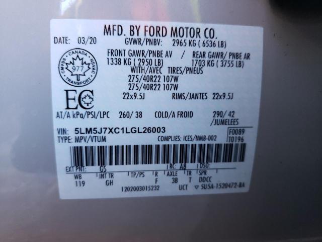 5LM5J7XC1LGL26003 - 2020 LINCOLN AVIATOR RESERVE WHITE photo 14