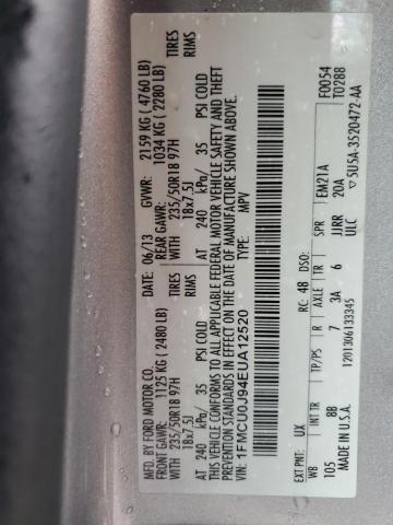 1FMCU0J94EUA12520 - 2014 FORD ESCAPE TITANIUM 银色 照片 13