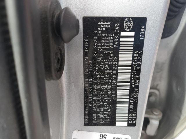 4T1C11BK1MU023988 - 2021 TOYOTA CAMRY LE SILVER photo 13