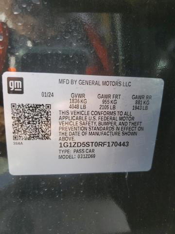 1G1ZD5ST0RF170443 - 2024 CHEVROLET MALIBU LT BLACK photo 12