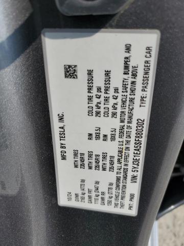 5YJ3E1EA5SF880302 - 2025 TESLA MODEL 3 SILVER photo 13