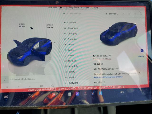 7SAYGDEF3PF697309 - 2023 TESLA MODEL Y Blau Foto 9