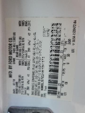 NM0LS7E21K1393172 - 2019 FORD TRANSIT CONNECT XL Biały zdjęcie 13