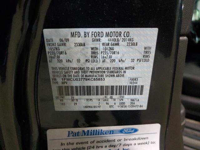 1FMCU03779KC85853 - 2009 FORD ESCAPE XLT GRAY photo 13