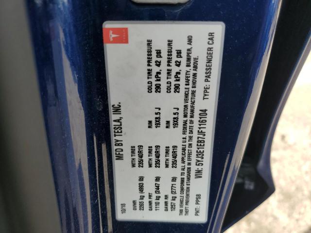 5YJ3E1EB7JF116104 - 2018 TESLA MODEL 3 أزرق صورة 12
