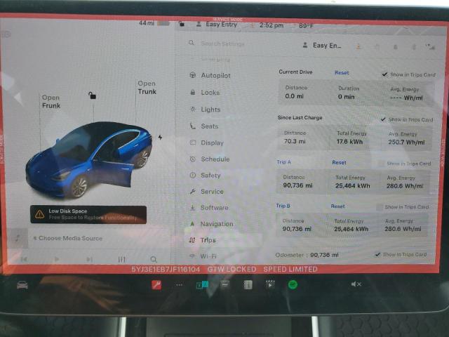 5YJ3E1EB7JF116104 - 2018 TESLA MODEL 3 أزرق صورة 9