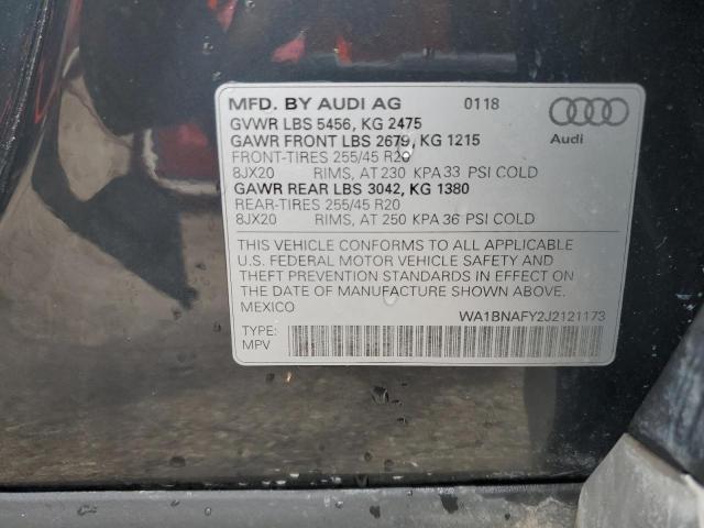 WA1BNAFY2J2121173 - 2018 AUDI Q5 PREMIUM PLUS CHARCOAL photo 13