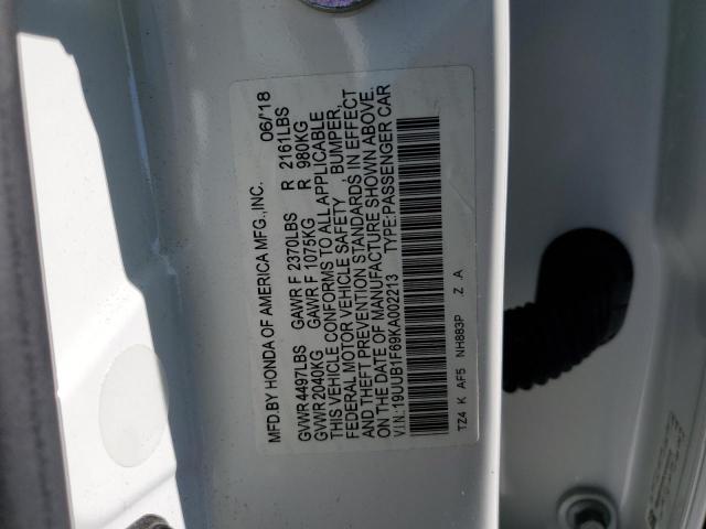19UUB1F69KA002213 - 2019 ACURA TLX TECHNOLOGY WHITE photo 13