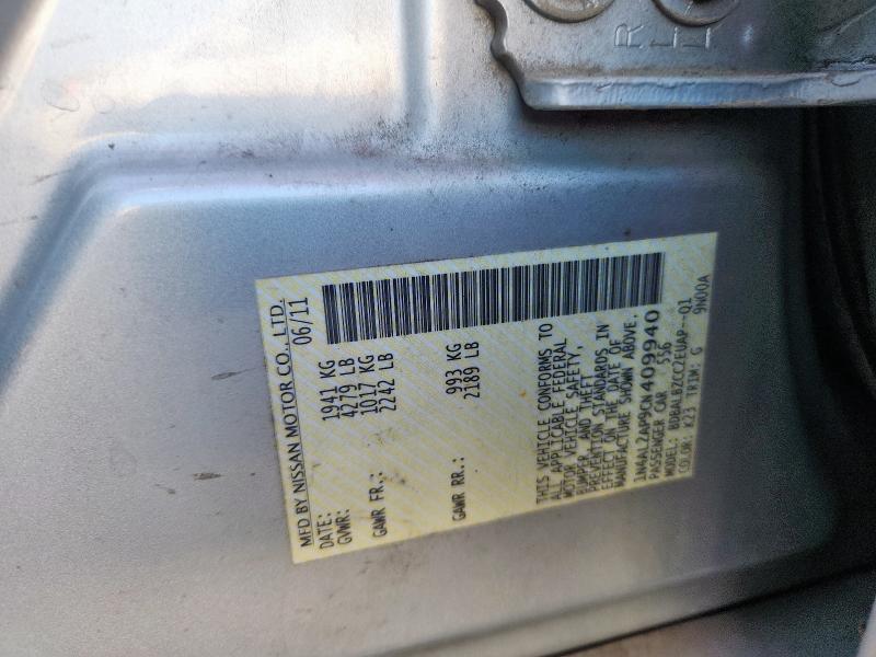 1N4AL2AP9CN409940 - 2012 NISSAN ALTIMA BASE 银色 照片 12