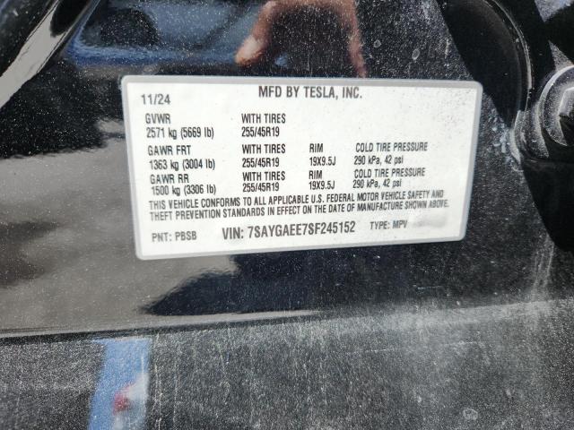 7SAYGAEE7SF245152 - 2025 TESLA MODEL Y BLACK photo 13