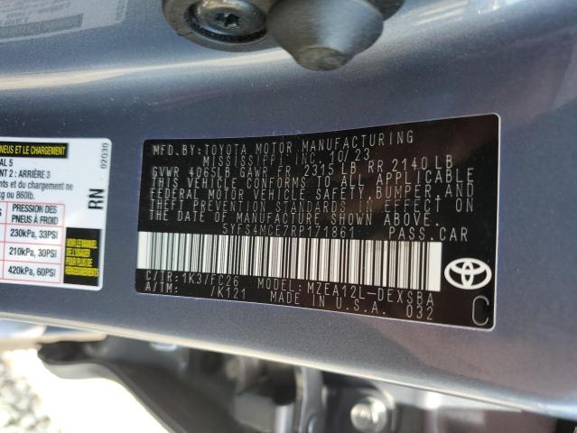 5YFS4MCE7RP171861 - 2024 TOYOTA COROLLA SE Mavi foto 12