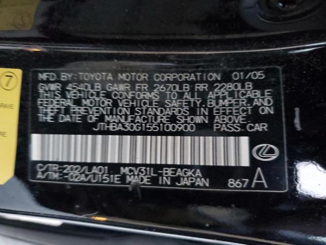 JTHBA30G155100900 - 2005 LEXUS ES 330 BLACK photo 13