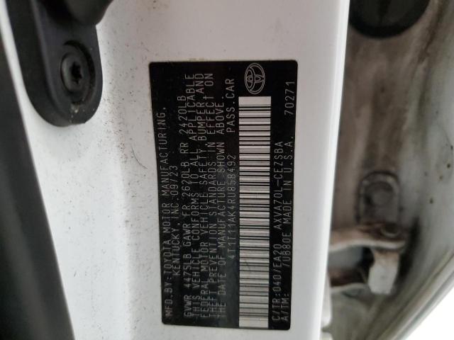 4T1T11AK4RU858492 - 2024 TOYOTA CAMRY SE NIGHT SHADE WHITE photo 12