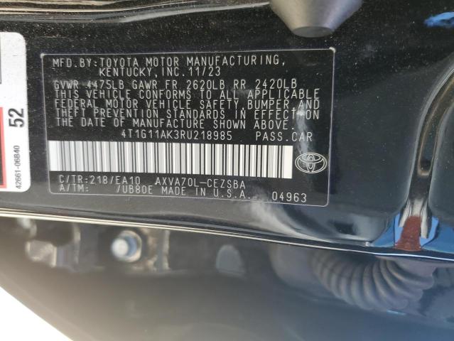 4T1G11AK3RU218985 - 2024 TOYOTA CAMRY SE NIGHT SHADE BLACK photo 12