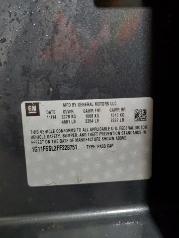 1G11F5SL2FF228751 - 2015 CHEVROLET MALIBU LTZ გრაფიტი ფოტო 12