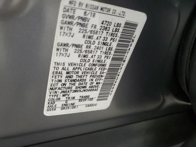 JN8AT2MVXJW346640 - 2018 NISSAN ROGUE S SILVER photo 13