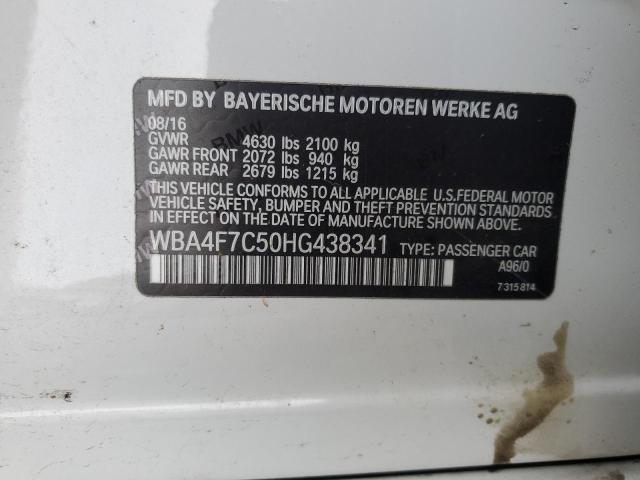 WBA4F7C50HG438341 - 2017 BMW 430I GRAN COUPE WHITE photo 12