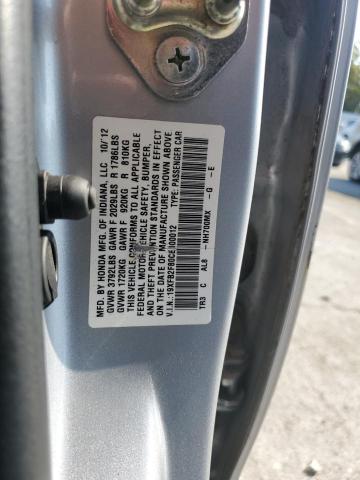 19XFB2F80CE100012 - 2012 HONDA CIVIC EX SILVER photo 12