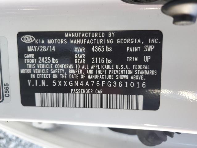 5XXGN4A76FG361016 - 2015 KIA OPTIMA EX WHITE photo 13