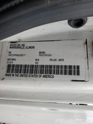 1HSCTAPR4BJ358771 - 2011 INTERNATIONAL PROSTAR Ақ фото 10