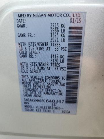 5N1AR2MM6FC640347 - 2015 NISSAN PATHFINDER S SILVER photo 14