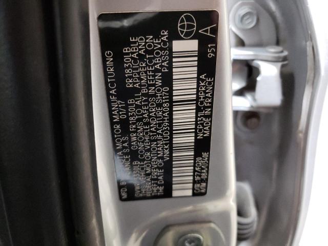 VNKKTUD39HA081170 - 2017 TOYOTA YARIS L SILVER photo 13