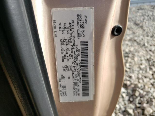 4TAWN72N7XZ509324 - 1999 TOYOTA TACOMA XTRACAB TAN photo 12