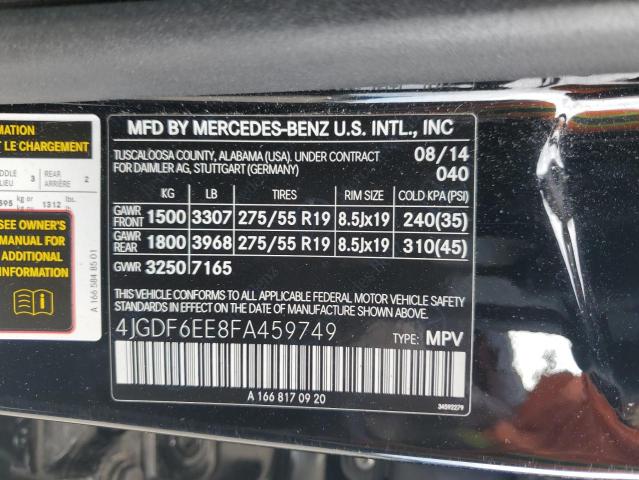 4JGDF6EE8FA459749 - 2015 MERCEDES-BENZ GL 450 4MATIC BLACK photo 13