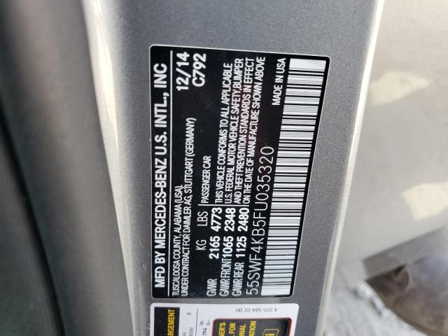 55SWF4KB5FU035320 - 2015 MERCEDES-BENZ C 300 4MATIC GRAY photo 13