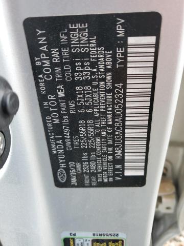 KM8JU3AC8AU052324 - 2010 HYUNDAI TUCSON GLS SILVER photo 12