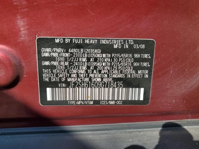 JF2SH61609G718435 - 2009 SUBARU FORESTER 2.5X MAROON photo 13