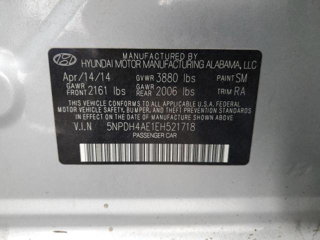 5NPDH4AE1EH521718 - 2014 HYUNDAI ELANTRA SE SILVER photo 12