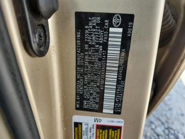 4T1BF3EKXAU051417 - 2010 TOYOTA CAMRY BASE GOLD photo 12