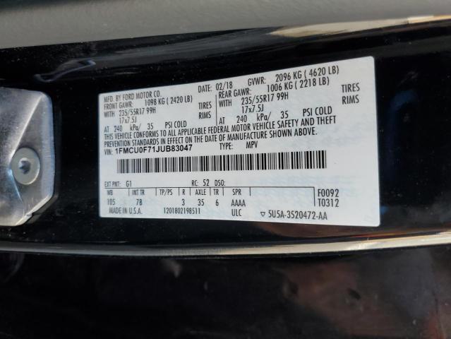 1FMCU0F71JUB83047 - 2018 FORD ESCAPE S 黑色 照片 13