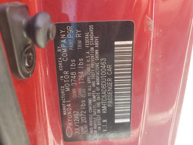 KMHTC6AD8DU100463 - 2013 HYUNDAI VELOSTER RED photo 13