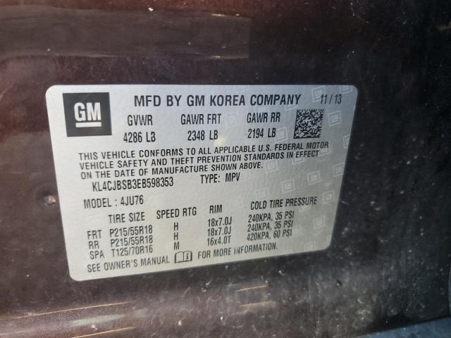 KL4CJBSB3EB598353 - 2014 BUICK ENCORE CONVENIENCE BROWN photo 12