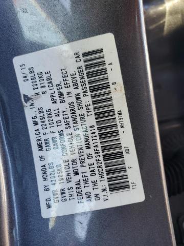 1HGCR2F39FA172418 - 2015 HONDA ACCORD LX GRAY photo 12