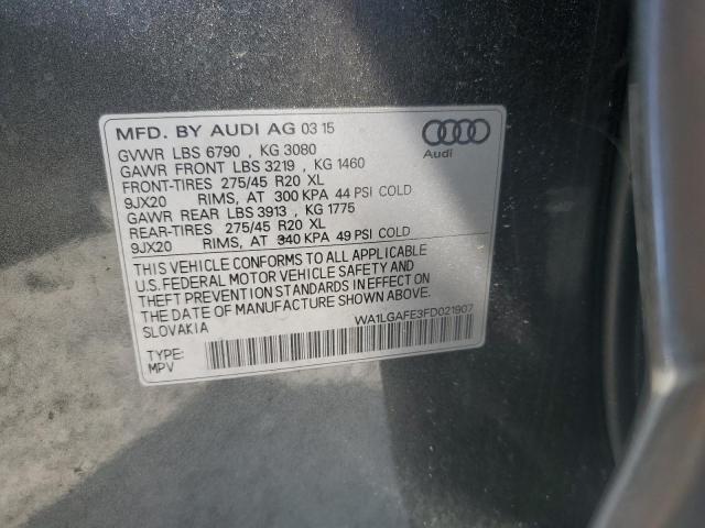 WA1LGAFE3FD021907 - 2015 AUDI Q7 PREMIUM PLUS Сұр фото 13