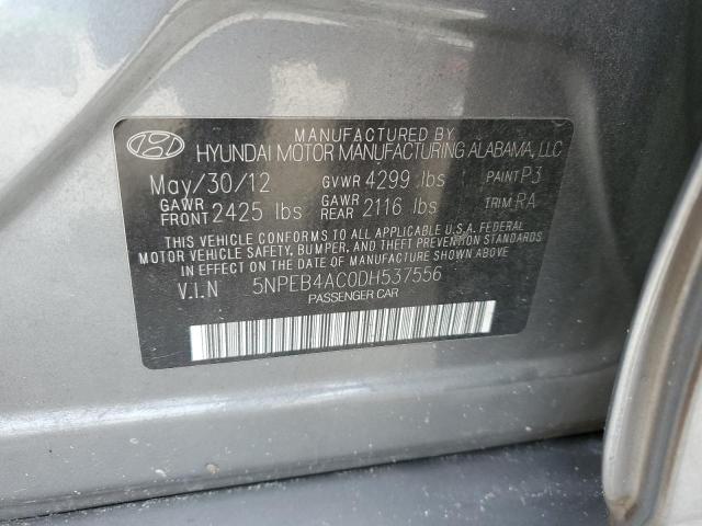 5NPEB4AC0DH537556 - 2013 HYUNDAI SONATA GLS GRAY photo 12